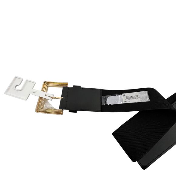 MICHAEL Michael Kors Belt Size L XL NEW Black Gold Hardware Elastic Leather